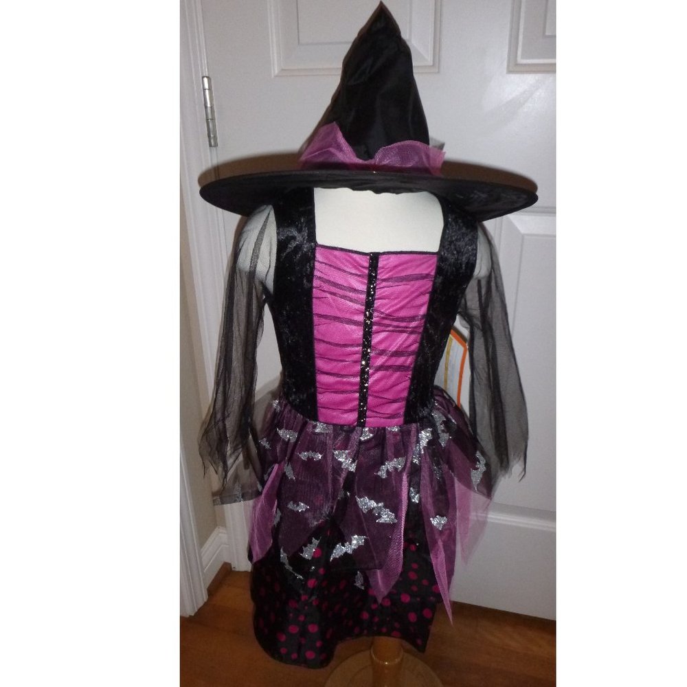 Girls Hyde & Eek BAT WITCH Halloween Costume Size Large 10/12 Dress W Hat NWT